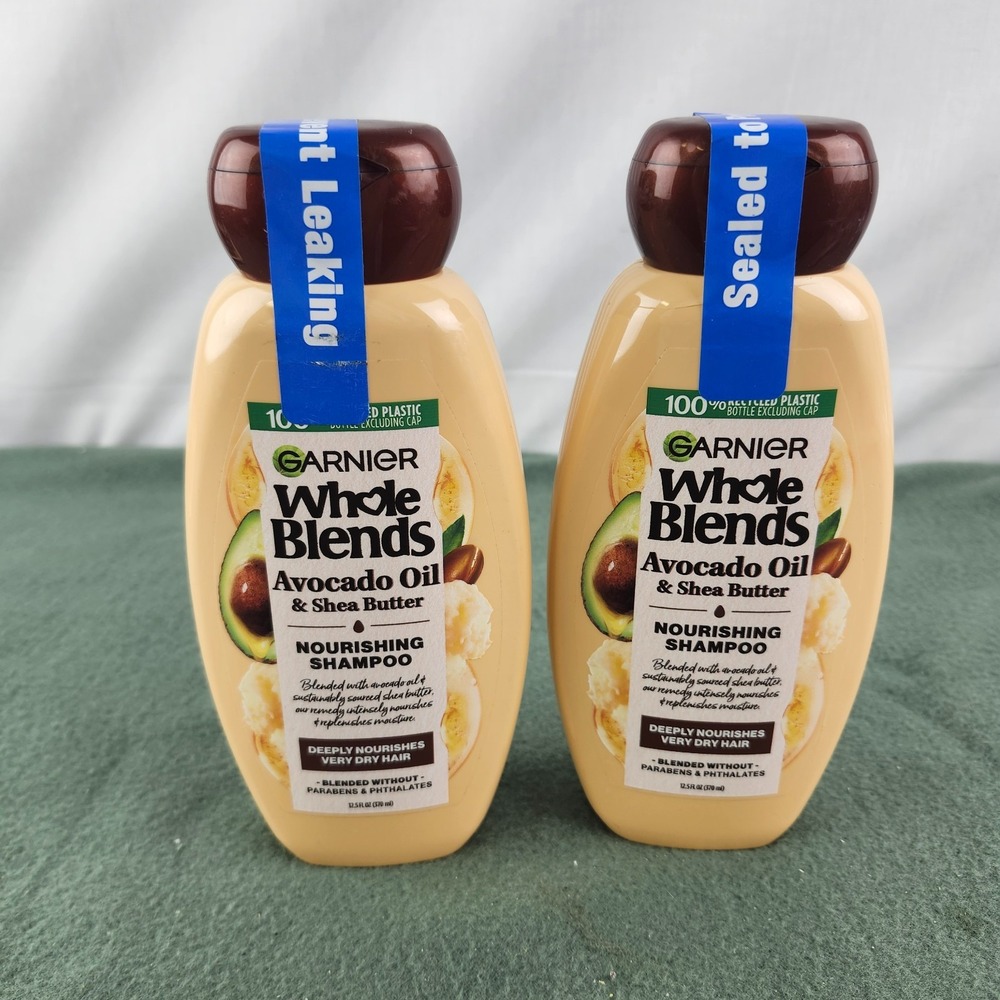 2 Garnier Whole Blends Avocado Oil & Shea Butter Nourishing Shampoo 12.5 oz
